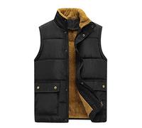 Steppweste Herren Fleece Weste Herren Winter Ärmellose Fleeceweste Herren Gilet Winterweste Step Westen Für Männer Jacke Ohne Ärmel Herren Gilets Übergrößen Wattierte Weste Mantel Ärmellos Schwarz 7XL