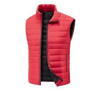 Steppweste Herren Weste mit Reißverschluss Taschen Leicht Warm Winter Daunenweste Herrenwesten Ärmellos Casual Outdoorjacke Übergangsweste,Rot,XXL