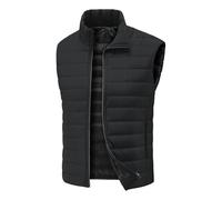 Steppweste Herren Weste mit Reißverschluss Taschen Leicht Warm Winter Daunenweste Herrenwesten Ärmellos Casual Outdoorjacke Übergangsweste,Schwarz,XXL