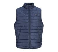 Steppweste JACK & JONES "JJELVIS LIGHT BODYWARMER COLLAR", Herren, Gr. M, blau (navy blazer), Web, Obermaterial: 100% Polyester, unifarben, regular fit normal, Westen Steppweste, Kunstfaser, regular f