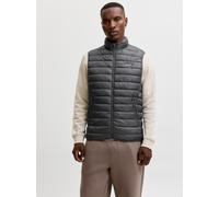 Steppweste JACK & JONES "JJELVIS LIGHT BODYWARMER COLLAR", Herren, Gr. XXL, grau (asphalt), Web, Obermaterial: 100% Polyester, unifarben, regular fit normal, Westen Steppweste, Kunstfaser, regular fit