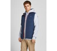 Steppweste JACK & JONES "JJEMULTI BODYWARMER COLLAR NOOS", Herren, Gr. S, blau (navy), Web, Obermaterial: 100% Polyester, unifarben mit Farbeinsatz, regular fit normal, ohne Ausschnitt, Westen Steppwe