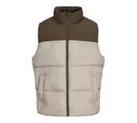 Steppweste JACK & JONES "JJRAZE BODYWARMER", Herren, Gr. L, beige (string detail:cocoa blocking), Web, Obermaterial: 100% Polyester, regular fit normal, Westen Steppweste, Kunstfaser, regular fit (590