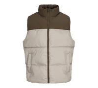 Steppweste JACK & JONES "JJRAZE BODYWARMER", Herren, Gr. M, beige (string detail:cocoa blocking), Web, Obermaterial: 100% Polyester, regular fit normal, Westen Steppweste, Kunstfaser, regular fit (590