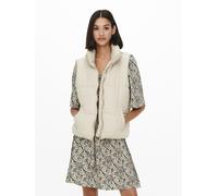 Steppweste JDY "JDYNEWERICA SHORT WAISTCOAT OTW NOOS", Damen, Gr. S, grau (moonbeam detail:silber zipper), Steppware, Obermaterial: 100% Polyester, unifarben, Westen Steppweste (85642959-S) moonbeam d