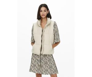 Steppweste JDY "JDYNEWERICA SHORT WAISTCOAT OTW NOOS", Damen, Gr. S, grau (moonbeam detail:silber zipper), Steppware, Obermaterial: 100% Polyester, unifarben, Westen Steppweste (85642959-S) moonbeam d