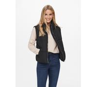 Steppweste JDY "JDYNEWERICA SHORT WAISTCOAT OTW NOOS", Damen, Gr. S, schwarz (schwarz detail:silber zipper), Steppware, Obermaterial: 100% Polyester, unifarben, Westen Steppweste (47099842-S) schwarz