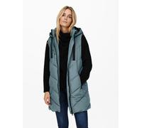 Steppweste JDY "JDYSKYLAR LIFE HOOD WAISTCOAT OTW NOOS", Damen, Gr. M, grau (stormy weather detail:schwarz), Steppware, Obermaterial: 100% Polyester, unifarben mit Farbeinsatz, modisch, hüftbedeckend,