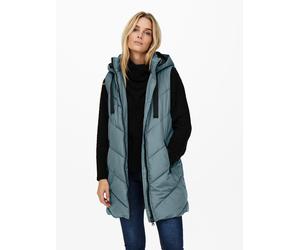 Steppweste JDY "JDYSKYLAR LIFE HOOD WAISTCOAT OTW NOOS", Damen, Gr. S, schwarz (stormy weather detail:schwarz), Steppware, Obermaterial: 100% Polyester, unifarben mit Farbeinsatz, hüftbedeckend, Weste