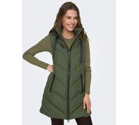 Steppweste JDY "JDYSKYLAR LIFE HOOD WAISTCOAT OTW NOOS", Damen, Gr. XS, grün (forest night detail:schwarz), Steppware, Obermaterial: 100% Polyester, unifarben mit Farbeinsatz, hüftbedeckend, Westen St