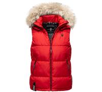 Steppweste MARIKOO "Eisflöckchen", Damen, Gr. L (40), rot, Obermaterial: 100% Polyester; Innenseite: 100% Polyester; Fellimitat: 90% Polyacryl, 10% Polyester, Westen Steppweste, warme Steppweste mit a