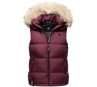 Steppweste MARIKOO "Eisflöckchen", Damen, Gr. L (40), rot (weinrot), Obermaterial: 100% Polyester; Innenseite: 100% Polyester; Fellimitat: 90% Polyacryl, 10% Polyester, Westen Steppweste, warme Steppw
