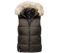 Steppweste MARIKOO "Eisflöckchen", Damen, Gr. XL (42), grau (anthrazit), Obermaterial: 100% Polyester. Innenseite: 100% Polyester. Fellimitat: 90% Polyacryl, 10% Polyester, Westen Steppweste, warme St