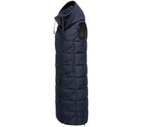 Navahoo Damen Winterjacke warme Steppweste extralang mit Kapuze Brezelchen Navy Gr. S