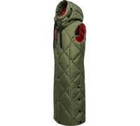 Navahoo warme Damen Winter Steppweste lang mit Kapuze Schnuckel Olive Gr. XL