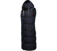 Navahoo warme Damen Winter Steppweste lang mit Kapuze Schnuffelchen Navy Gr. M