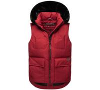 Navahoo Damen ärmellose Outdoorweste warme Winterjacke mit Kapuze und abnehmbarem Kunstfell Zimthäschen XIV Zimthäschen XIV Dark Red Gr. XL