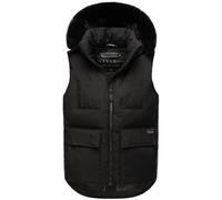 Navahoo Damen ärmellose Outdoorweste warme Winterjacke mit Kapuze und abnehmbarem Kunstfell Zimthäschen XIV Black Gr. XL