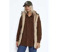 Steppweste NOISY MAY "NMAURORA HOOD VEST NOOS", Damen, Gr. S, braun (nomad detail:schwarz), Web, Obermaterial: 100% Polyester, unifarben, Westen Steppweste (78612818-S)