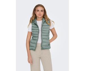 Steppweste ONLY "ONLNEWTAHOE HOOD WAISTCOAT OTW NOOS", Damen, Gr. S, grün (jadeite), Steppware, Obermaterial: 100% Nylon, unifarben, tailliert normal, Westen Steppweste, Kunstfaser (59481251-S) jadeit