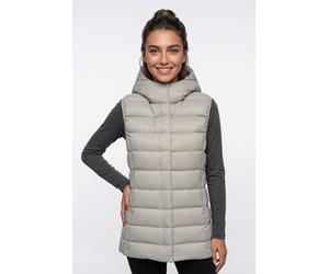Steppweste ONLY "ONLRUBY QUILTED DOWN HOOD WAISTCOAT OTW", Damen, Gr. XL, grau (string), Steppware, Obermaterial: 100% Nylon, unifarben, normal, Westen Steppweste (26346552-XL) string