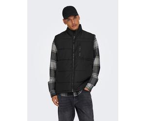 Steppweste ONLY & SONS "ONSJAKE QUILTED VEST OTW", Herren, Gr. XS, schwarz, Web, Obermaterial: 100% Polyester, unifarben, regular fit normal, Westen Steppweste (45706531-XS) schwarz