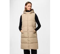 Steppweste PIECES "PCBEE NEW LONG PUFFER VEST NOOS BC", Damen, Gr. L, silber (silber mink), Steppware, Obermaterial: 100% Polyester, unifarben, knielang, Westen Steppweste (14654912-L) silber mink