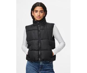 Steppweste PIECES "PCBEE NEW SHORT PUFFER VEST NOOS BC", Damen, Gr. XXL, schwarz, Steppware, Obermaterial: 100% Polyester, unifarben, normal, Westen Steppweste, Kunstfaser (97683068-XXL) schwarz