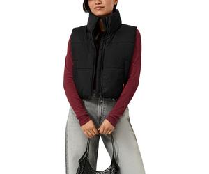 Steppweste QS, Damen, Gr. L, schwarz, Steppware, Obermaterial: 100% Polyester. Futter: 100% Polyester, unifarben, gerade taillenlang, Rundhals, Westen Steppweste, Kurze Steppweste mit Stehkragen / Win