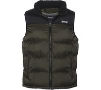 Steppweste SCHOTT NYC, Herren, Gr. XS, grün (kaki), Softshell, Obermaterial: 100% Nylon, unifarben mit Farbeinsatz, Basic, regular fit hüftlang, Westen Steppweste, mit dezenter Logostickerei (61581560