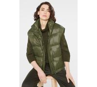 Steppweste SENSES.THE LABEL, Damen, Gr. XL/XXL, grün (natural khaki), Web, Material: 100% Polyamid, Futter: 100% Polyester, Füllung: 100% Polyester, unifarben, oversize normal, Westen Steppweste, mit