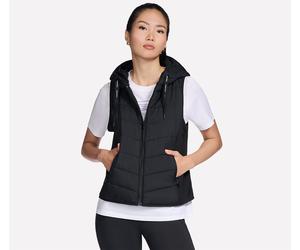 Steppweste SKECHERS "SKECHERS PERFORMANCE ELITE HOODED VEST", Damen, Gr. S, schwarz, Obermaterial: 100% Polyester, Westen Steppweste (34291748-S) schwarz