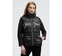 Steppweste SOCCX, Damen, Gr. S, schwarz, Steppware, Material: 100% Polyamid, Futter: 100% Polyamid, Füllung: 100% Polyester, bedruckt, slim fit normal, Westen Steppweste, mit integrierter Kapuze (2011