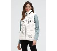 Steppweste SOCCX, Damen, Gr. S, weiß, Steppware, Material: 100% Polyamid, Futter: 100% Polyamid, Füllung: 100% Polyester, bedruckt, slim fit normal, Westen Steppweste, mit integrierter Kapuze (6754560