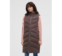 Steppweste SOCCX, Damen, Gr. XL, braun (schwarz coffee), Web, Material: 90% Polyester, 10% Polyamid, Futter: 100% Polyamid, Füllung: 100% Polyester, unifarben, regular fit lang, Westen Steppweste, mit