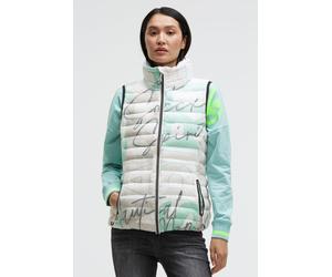 Steppweste SOCCX, Damen, Gr. XXL, weiß, Steppware, Material: 100% Polyamid, Futter: 100% Polyester, Füllung: 100% Polyester, bedruckt, slim fit normal, Westen Steppweste, mit integrierter Kapuze im St