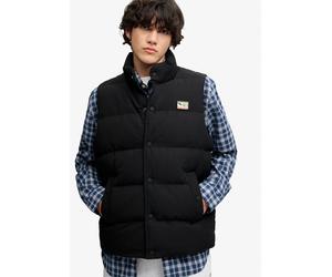 Steppweste SUPERDRY "NON HOOD SHORT EVEREST GILET", Herren, Gr. XL, jet schwarz, Web, Obermaterial: 100% Nylon, unifarben, regular fit normal, Westen Steppweste, mit Obermaterial aus Nylon, Regular Fi