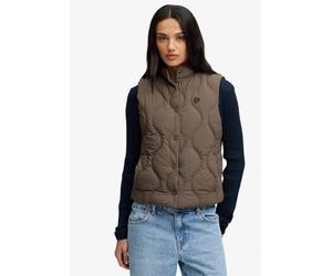 Steppweste SUPERDRY "ONION QUILT CRINKLE SNAP GILET", Damen, Gr. S, deep khaki grün, Steppware, Obermaterial: 100% Nylon, unifarben, slim fit normal, Westen Steppweste, aus Nylon, Slim Fit, mit Reißve