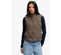 Steppweste SUPERDRY "ONION QUILT CRINKLE SNAP GILET", Damen, Gr. XXL, deep khaki grün, Steppware, Obermaterial: 100% Nylon, unifarben, slim fit normal, Westen Steppweste, aus Nylon, Slim Fit, mit Reiß