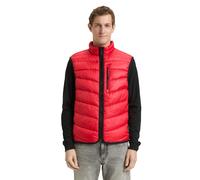 Steppweste TOM TAILOR, Herren, Gr. S, salsa rot, Steppware, Obermaterial: 100% Polyester. Futter: 100% Polyester, unifarben, regular fit normal, Westen Steppweste, mit Taschen (72224242-S) salsa rot