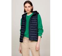 Tommy Hilfiger Damen Weste Padded Global Stripe Vest mit Kapuze, Blau (Desert Sky), L