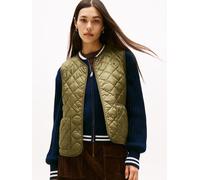 Steppweste TOMMY HILFIGER "LW PADDED REG QUILTED VEST", Damen, Gr. L (40), grün (utility olive), Steppware, Obermaterial: 100% Nylon, unifarben, hüftlang, V-Ausschnitt, Westen (14569844-L) utility oli