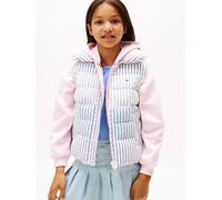 Steppweste TOMMY HILFIGER "MIX STRIPE VEST", Mädchen, Gr. 3 (98), bunt (light pink multistripes), Web, Obermaterial: 100% Polyamid, gestreift, regular fit hüftbedeckend, Rundhals, Westen Steppweste, f
