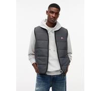 Steppweste TOMMY JEANS "TJM HERITAGE FLAG QUILTED", Herren, Gr. M, washed schwarz, Web, Obermaterial: 100% Nylon, regular fit normal, Rundhals, Westen Steppweste, Underliner Regular fit mit Rundhalsau