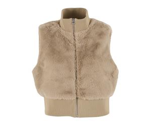 Steppweste URBAN CLASSICS "Urban Classics Ladies Cropped Faux Fur Vest", Damen, Gr. XS, beige (wetsand), 100% Polyester, Westen Steppweste (85795949-XS) wetsand