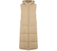 Steppweste URBAN CLASSICS "Urban Classics Ladies Long Hooded Puffer Vest", Damen, Gr. S, beige (unionbeige), 100% Polyester, Westen Steppweste (14515863-S) unionbeige