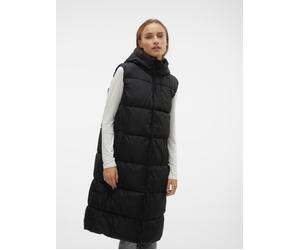 Steppweste VERO MODA "VMLIGAANE WAISTCOAT NOOS", Damen, Gr. S, schwarz, Web, Obermaterial: 100% Polyester, unifarben, knieumspielend, Westen Steppweste (98072424-S) schwarz