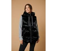Steppweste ZABAIONE "Vest Gl44ossy", Damen, Gr. XL, schwarz, Web, Obermaterial: 100% Polyester, glänzend, unifarben, Po-bedeckend, Westen Steppweste, mit Glanz-Effekt (21965758-XL) schwarz