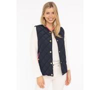 Steppweste ZWILLINGSHERZ "Classic Diamond", Damen, Gr. L, blau (marine), Steppware, Obermaterial: 100% Polyester, Basic hüftbedeckend, ohne Ausschnitt, Westen Steppweste, Knöpfe, Stehkragen, Eingriffs
