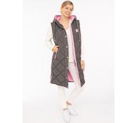 Steppweste ZWILLINGSHERZ "Love Print", Damen, Gr. L, grau (dunkelgrau), Steppware, Obermaterial: 100% Polyester, Basic knielang, ohne Ausschnitt, Westen Steppweste, modisch, Doppelzipper, Druckknöpfe,